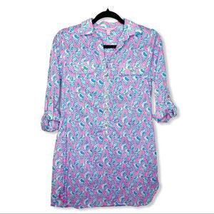 LILLY PULITZER / Captiva pink blue shell printed A Little Tipsy tunic top / XS